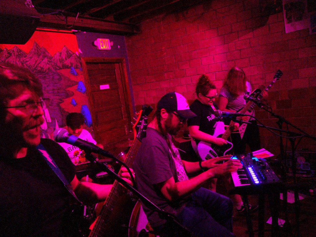 David on Guitar, Ray on Keys, Adam on drums, Haley on bass, and Lindsay on guitar