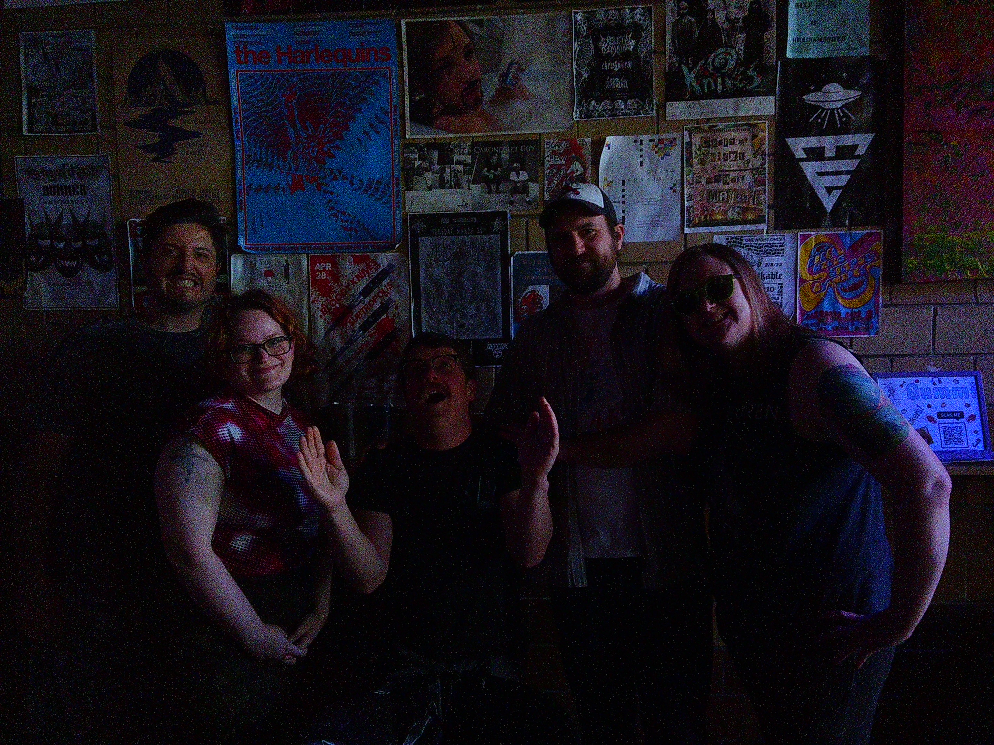 Members of the band Gummi standing in a line