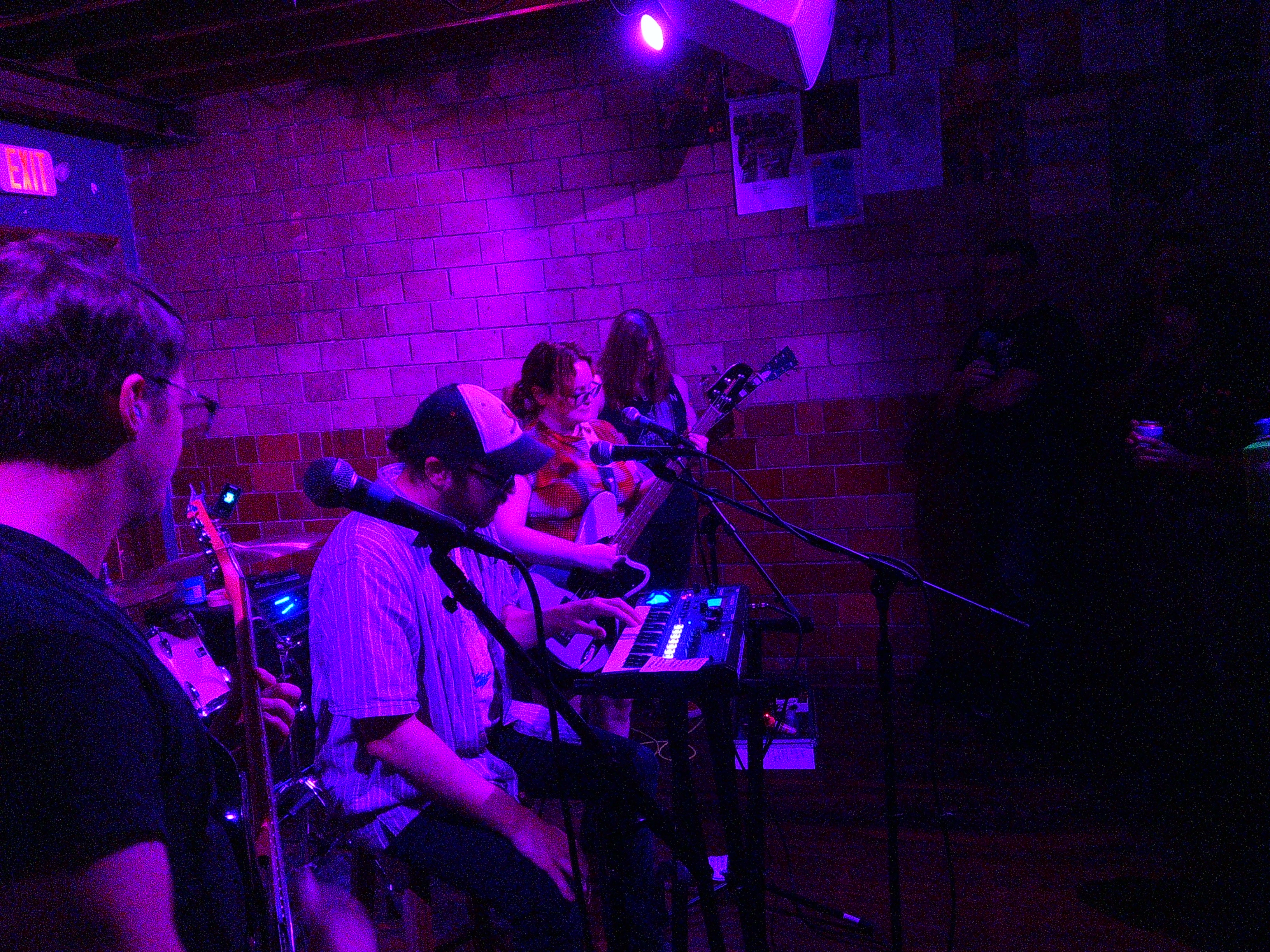 Ray playing keys, Haley playing bass and singing, and Lindsay playing guitar